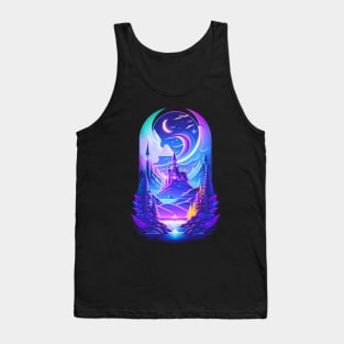 Fantasy Forest whith a castle over the mountain Tank Top